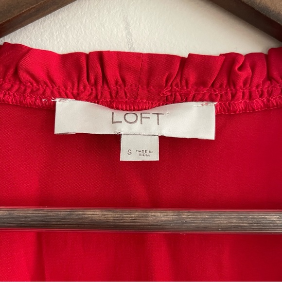 LOFT Red Wrap Blouse - Picture 4 of 11